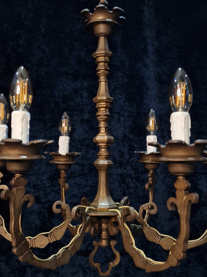 Decorative Heavy Antique Solid Brass Italian Gothic Style Chandelier Light