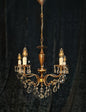 Beautiful Vintage Italian 5 Arm Brass Crystal Chandelier Ceiling Light