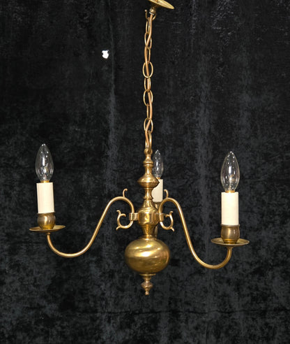 Classical Vintage 3 Arm Brass Flemish Chandelier Ceiling Light