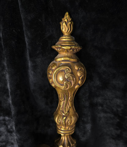 Fine Pair of Heavy Antique French Bronze Rococo Style Candle Wall Lights Sconces