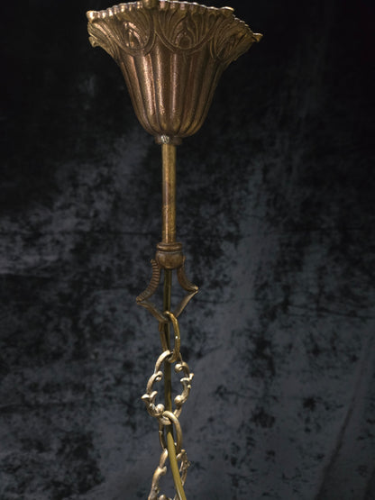 Beautiful Large Heavy Vintage Solid Brass 8 Arm Italian Chandelier Ceiling Light