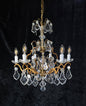Gorgeous Antique French 6 Arm 7 Light Brass Bronze Cage Crystal Chandelier Light