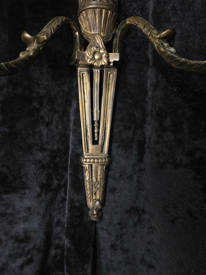 Fabulous Large Pair Antique French Brass 2 Arm Candle Wall Lights Sconces