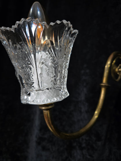 Classical Pair Antique Victorian 1 Arm Brass Swivel Gas to Electric Wall Lights