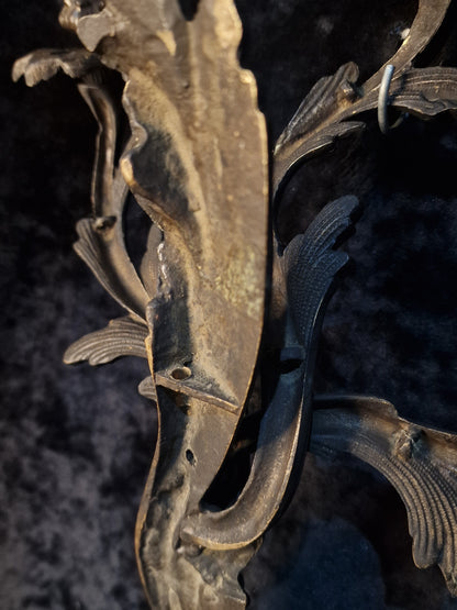 Gorgeous Pair Large 3 Arm Antique French Solid Brass Candle Wall Lights Sconces