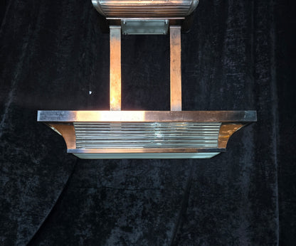 Heavy Antique French Art Deco Henri Petitot Atelier Copper 2 Light Chandelier
