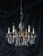 Fabulous Heavy Vintage Italian 6 Arm Leaf Crystal Chandelier Ceiling Light