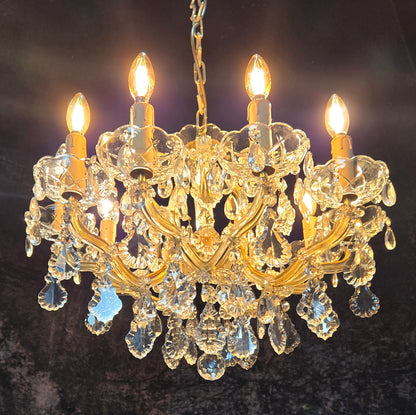 Stunning Vintage Made in Germany Marie Therese Crystal Brass 10 Light Chandelier