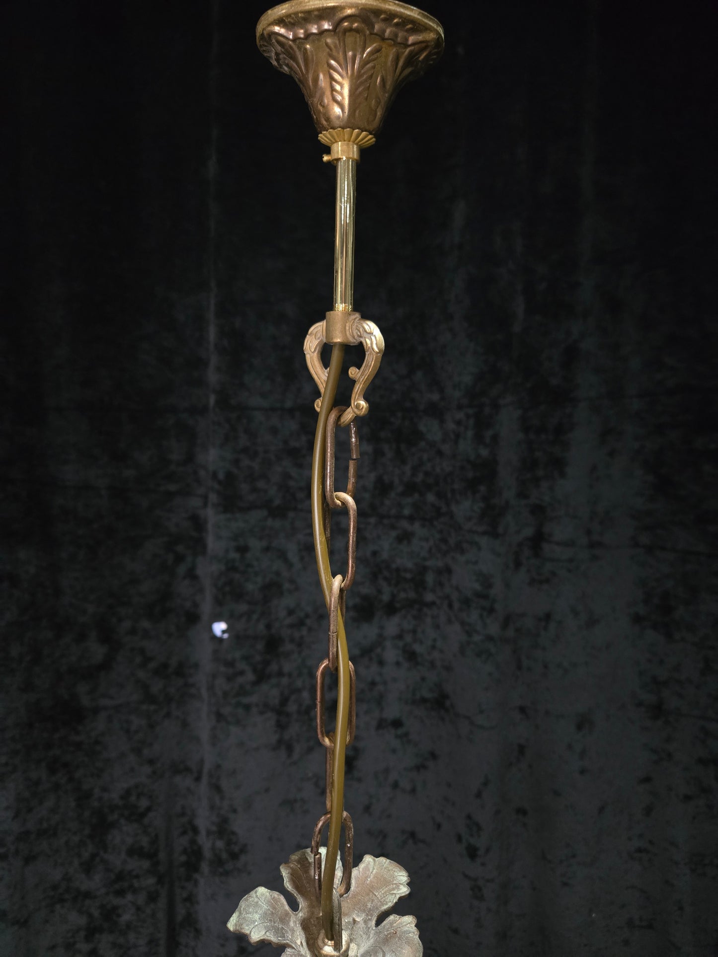 Elegant Vintage Italian 1 Light Cage Crystal Brass Chandelier Ceiling Light