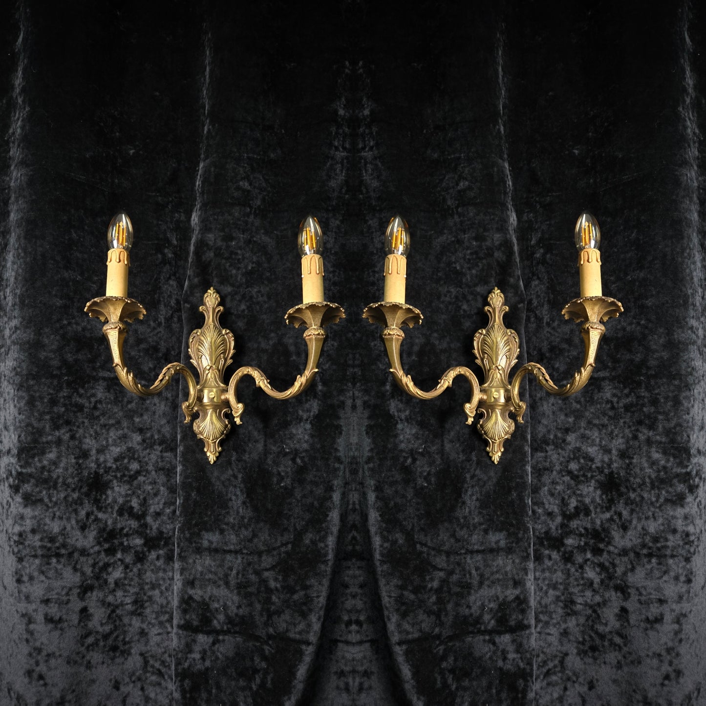 Fabulous Pair of Vintage 2 Arm Italian Brass Leaf Sconces Wall Lights