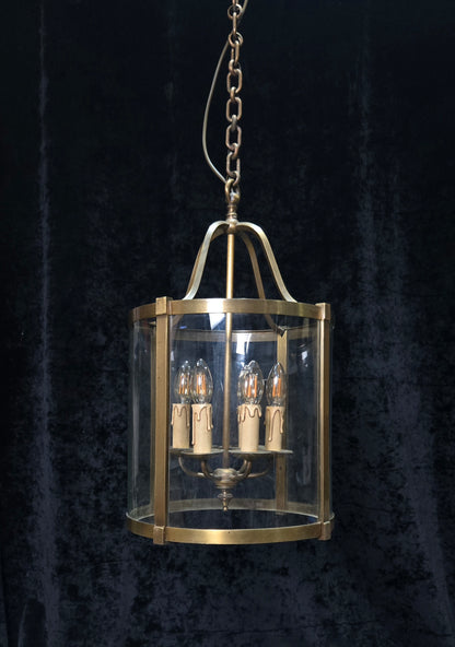 Grand Large Chateau Quality Heavy Antique French 6 Light Brass Cylinder Lantern