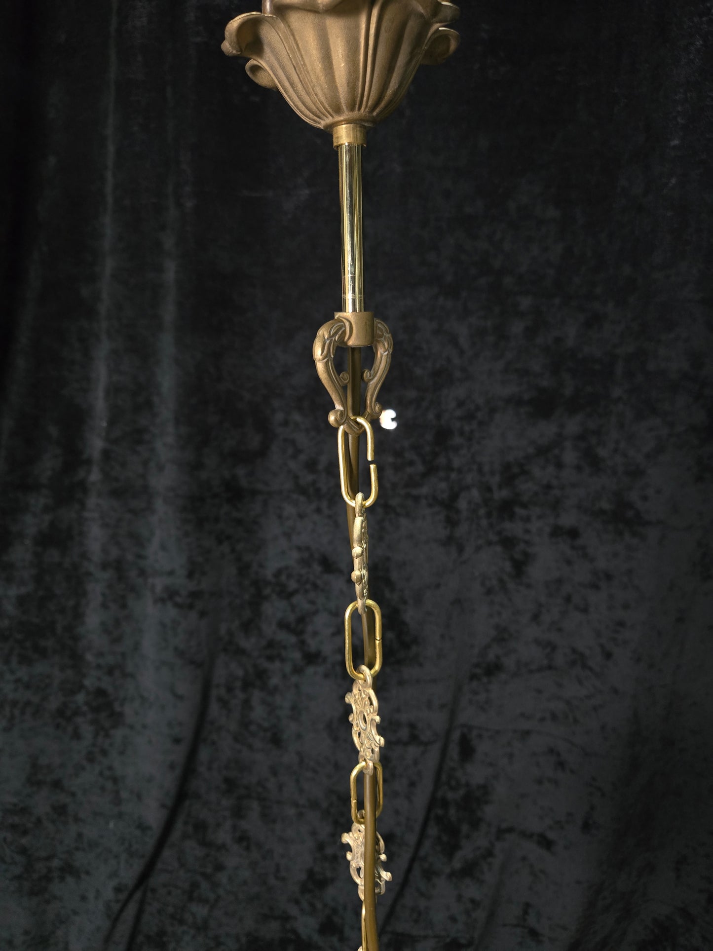 Lovely Vintage Clear Cut Glass Brass Hall Lantern Pendant Light