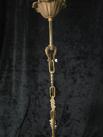 Lovely Vintage Clear Cut Glass Brass Hall Lantern Pendant Light