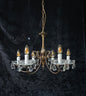 Classical Vintage Italian Brass 6 Arm Glass Crystal Chandelier Ceiling Light