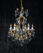 Classical Antique French 6 Arm Caged Bronze Crystal Chandelier Ceiling Light