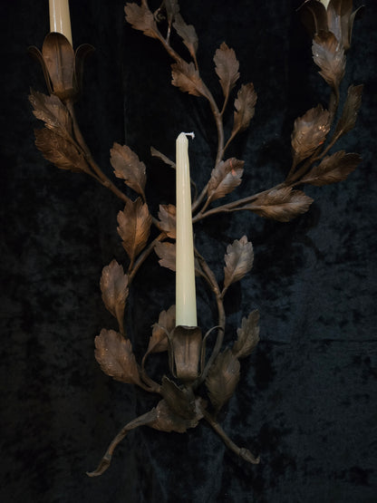 Fantastic Trio of Large Antique Wrought Iron Florentine Italian Candle Sconces