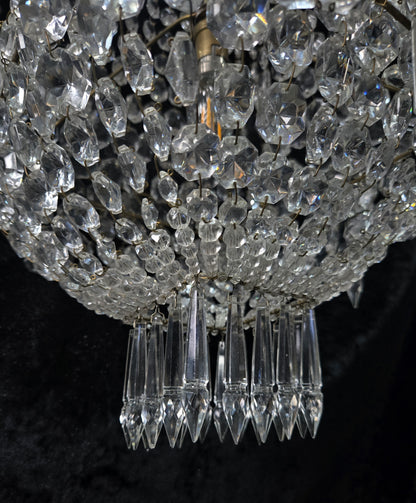 Fabulous Antique French 1 Light Montgolfiere Crystal Chandelier Ceiling Light