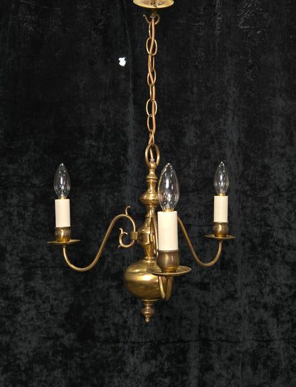Classical Vintage 3 Arm Brass Flemish Chandelier Ceiling Light