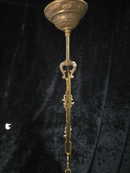 Traditional Vintage French Brass Geometric Clear Glass 1 Light Lantern