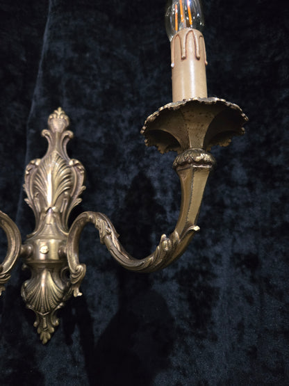 Fabulous Pair of Vintage 2 Arm Italian Brass Leaf Sconces Wall Lights