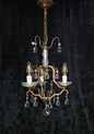 Lovely Petite Antique French 3 Arm Cage Brass Crystal Chandelier Ceiling Light