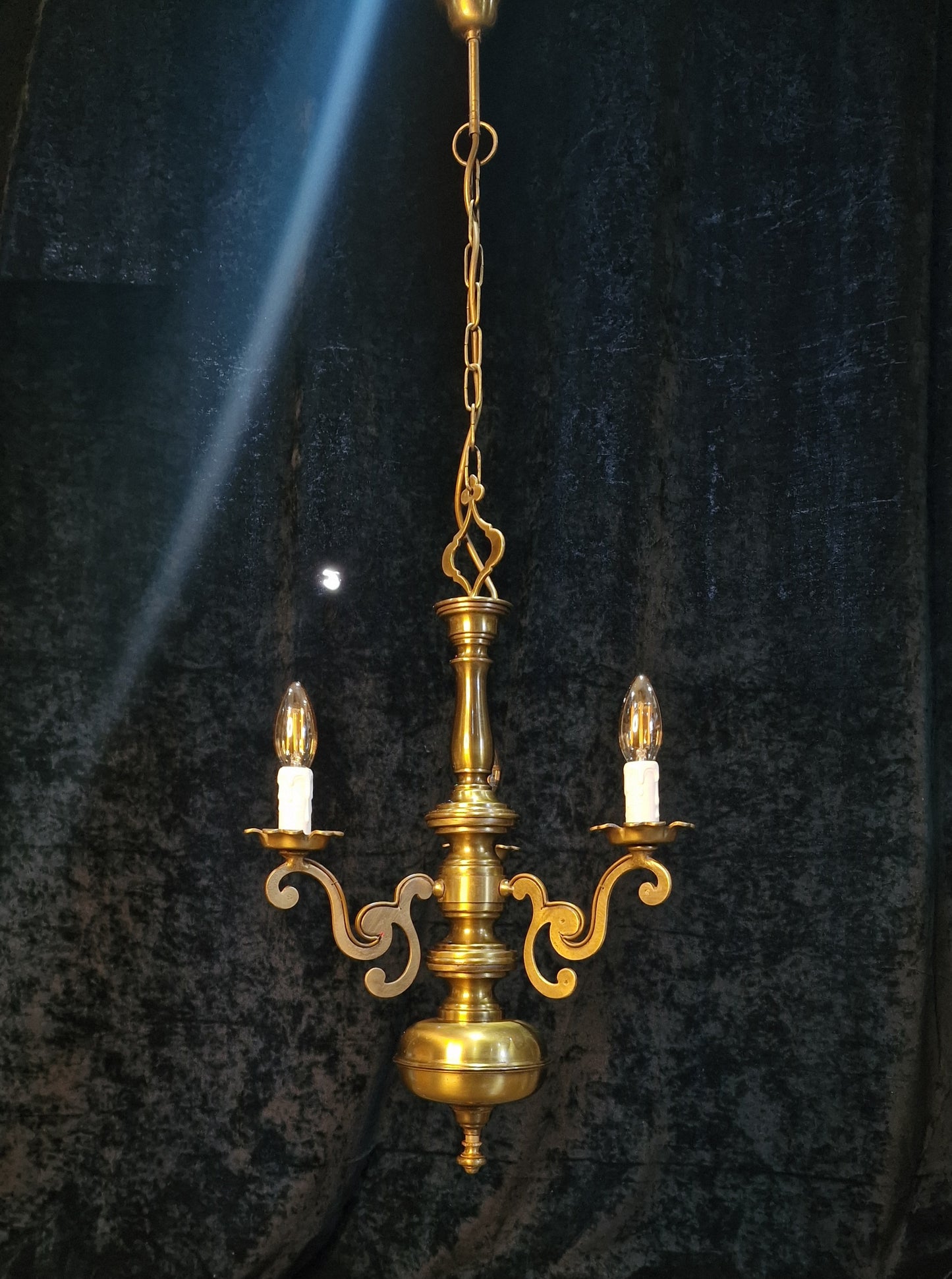 Elegant Vintage Italian 3 Arm Brass Chandelier Ceiling Light