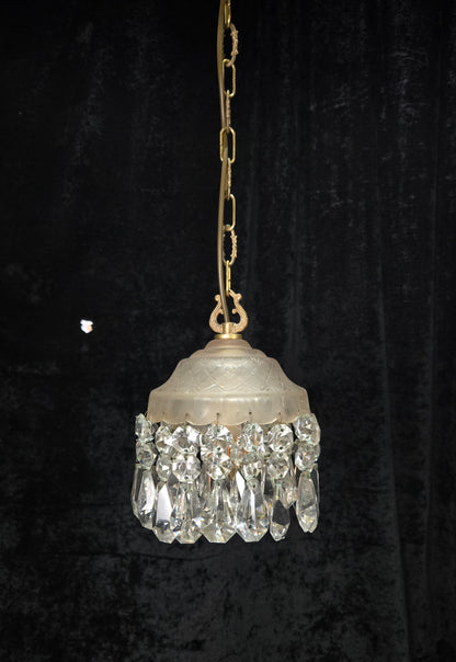 Classical Antique Czech 2 Tier Crystal Glass Brass Pendant Light Chandelier