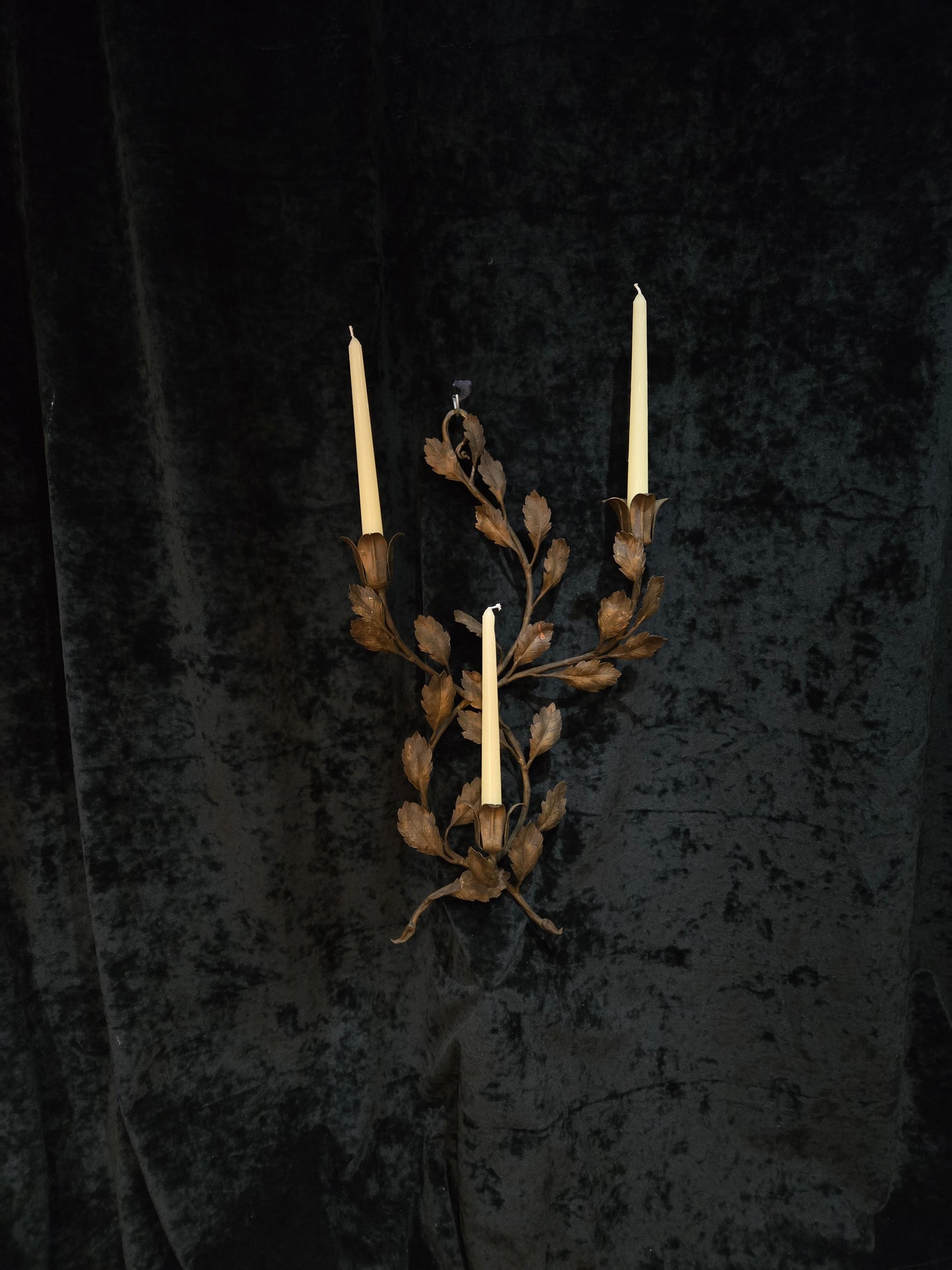 Fantastic Trio of Large Antique Wrought Iron Florentine Italian Candle Sconces