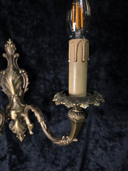 Fabulous Pair of Vintage 2 Arm Italian Brass Leaf Sconces Wall Lights