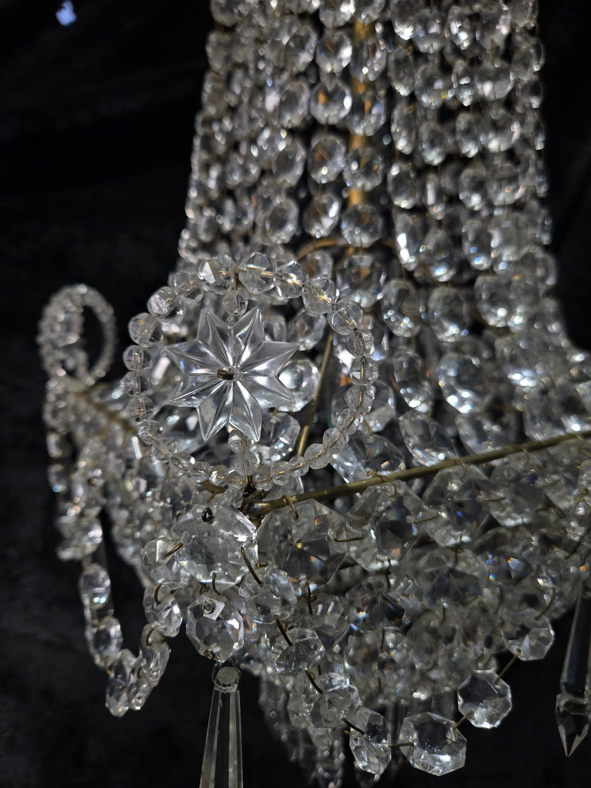 Fabulous Antique French 1 Light Montgolfiere Crystal Chandelier Ceiling Light