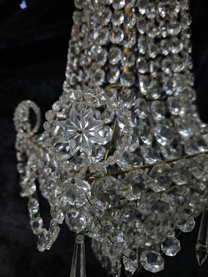Fabulous Antique French 1 Light Montgolfiere Crystal Chandelier Ceiling Light