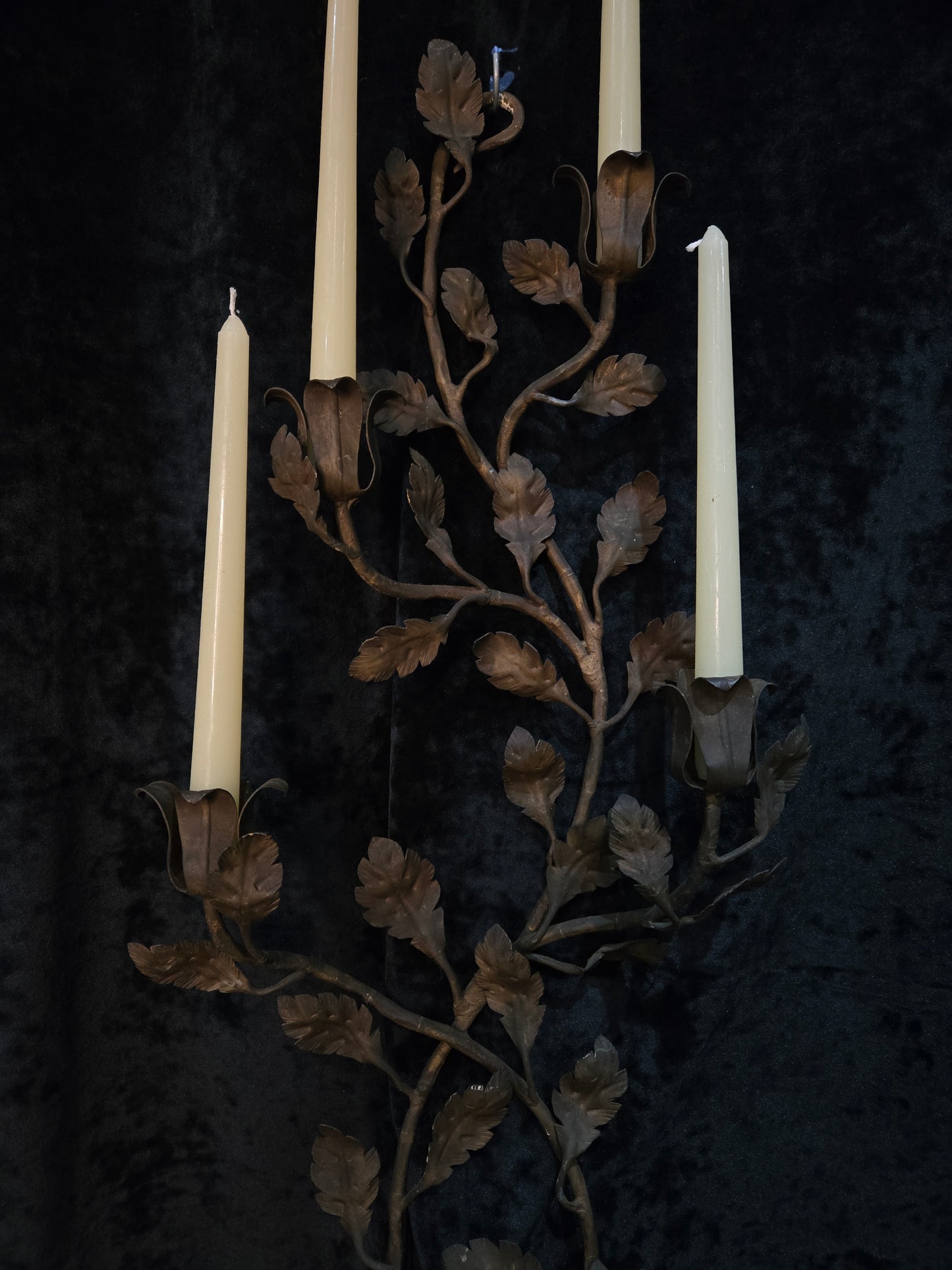 Fantastic Trio of Large Antique Wrought Iron Florentine Italian Candle Sconces