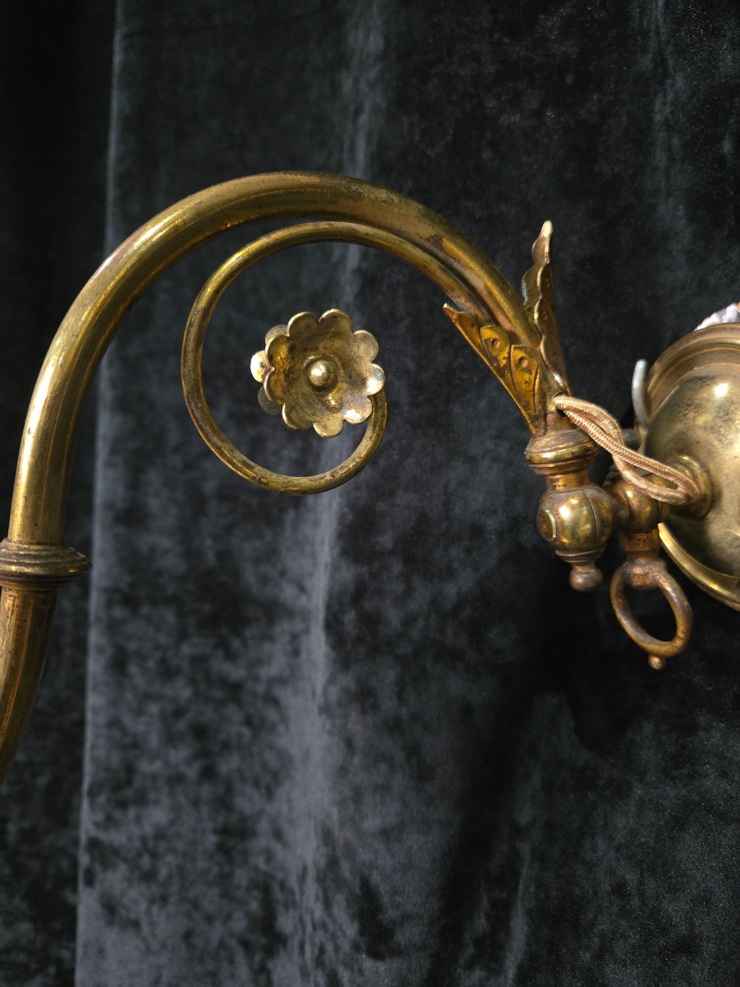 Classical Pair Antique Victorian 1 Arm Brass Swivel Gas to Electric Wall Lights
