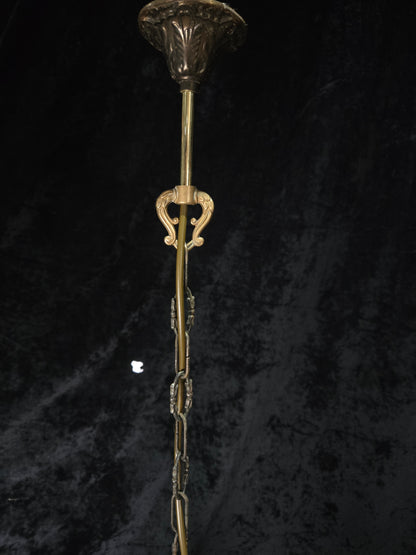 Classical Vintage Italian 5 Arm Crystal Brass Lady Figures Chandelier Light