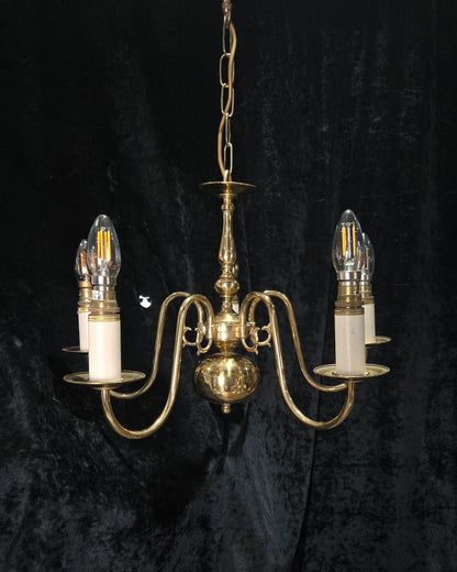 Classical 5 Arm Polished Brass Flemish Chandelier Ceiling Light