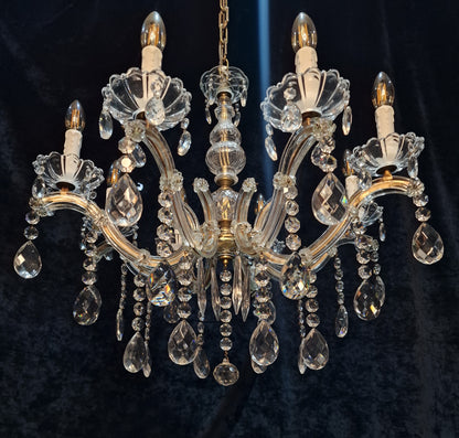 Fabulous Vintage French Large 8 Arm Glass Crystal Marie Therese Chandelier Light