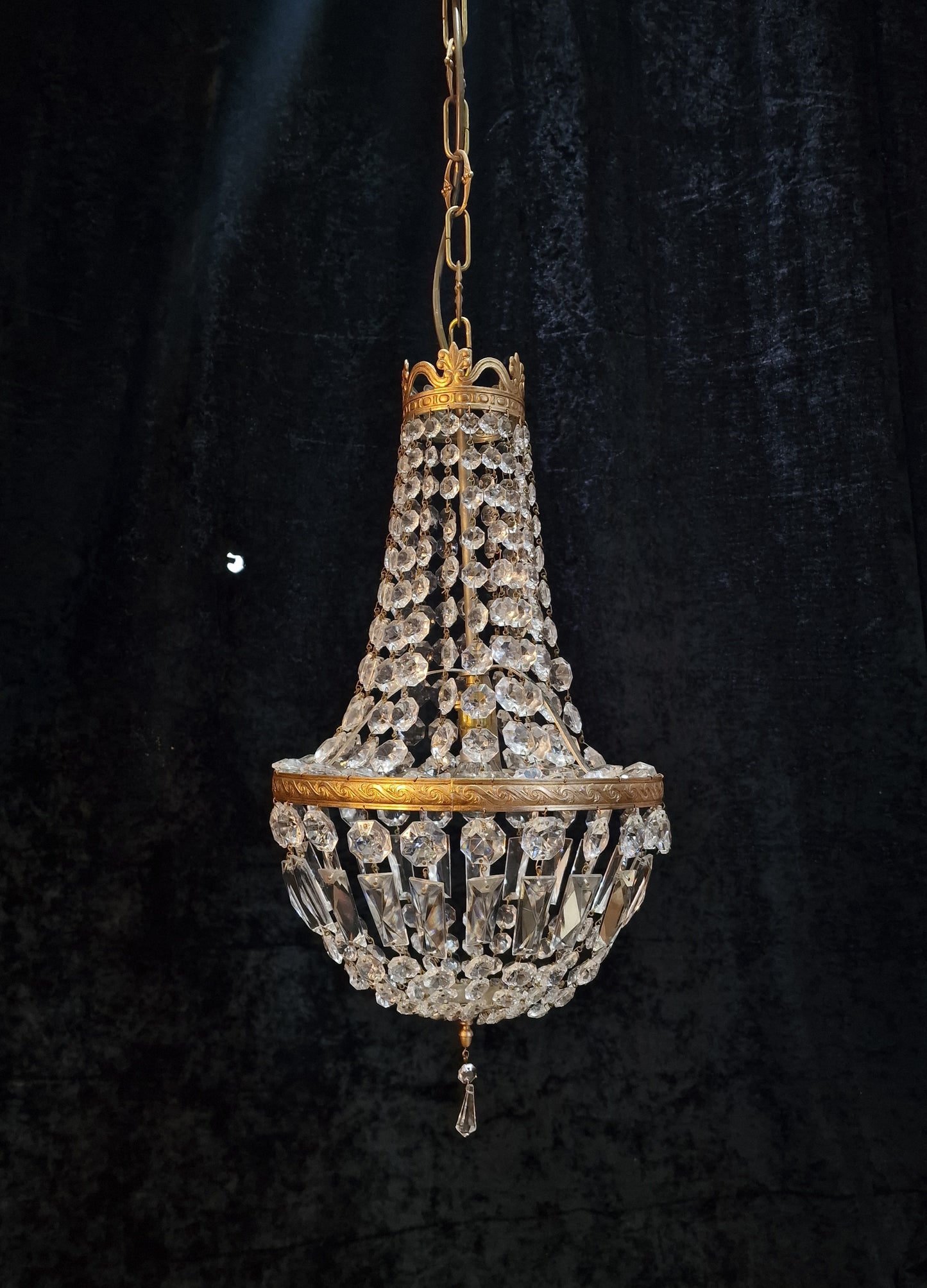 Traditional Vintage Italian 1 Light Gilded on Metal Montgolfiere Chandelier