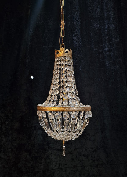 Traditional Vintage Italian 1 Light Gilded on Metal Montgolfiere Chandelier