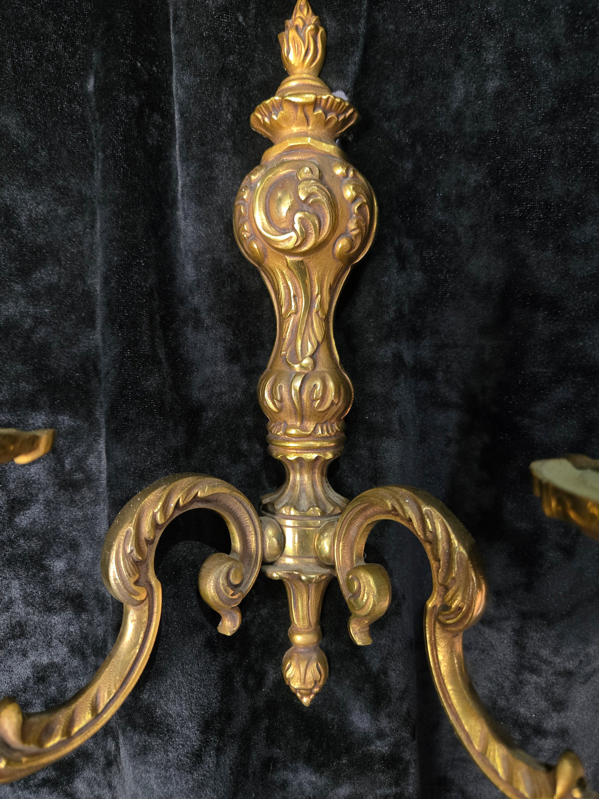 Fine Pair of Heavy Antique French Bronze Rococo Style Candle Wall Lights Sconces