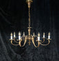 Traditional Large Vintage Italian 8 Arm Brass Chandelier Ceiling Light