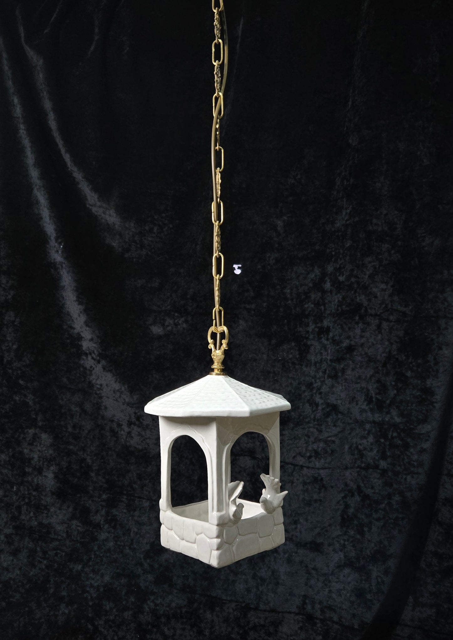 Unique Vintage White Ceramic Doves Hanging Lantern Ceiling LightUnique Vintage White Ceramic Doves Hanging Lantern Ceiling Light