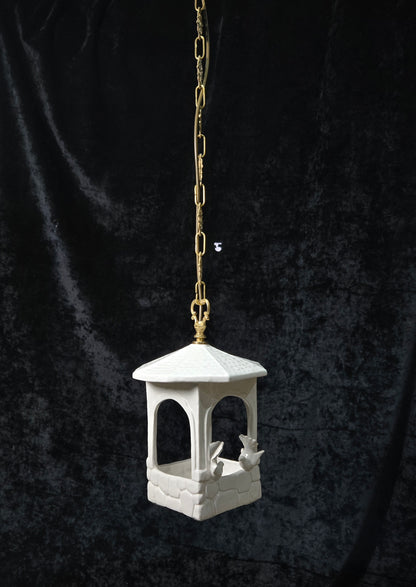 Unique Vintage White Ceramic Doves Hanging Lantern Ceiling LightUnique Vintage White Ceramic Doves Hanging Lantern Ceiling Light