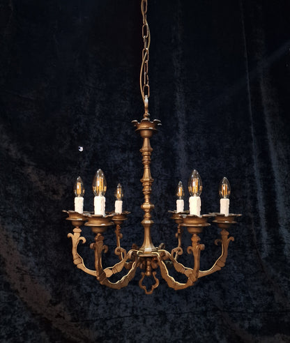 Decorative Heavy Antique Solid Brass Italian Gothic Style Chandelier Light