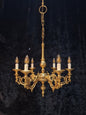 Traditional Vintage Italian Polished Brass 6 Arm Chandelier Ceiling Light