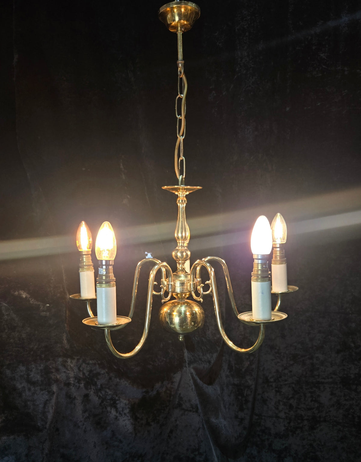 Classical 5 Arm Polished Brass Flemish Chandelier Ceiling Light
