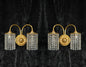 Beautiful Pair of Vintage French 2 Arm Brass Wall Lights with Crystal Shades