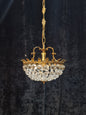 Lovely Vintage French 1 Light Half Bag Crystal Basket Brass Chandelier Light