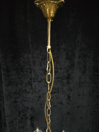 Classical Vintage Italian 8 Arm 12 Light Brass Crystal Chandelier Ceiling Light