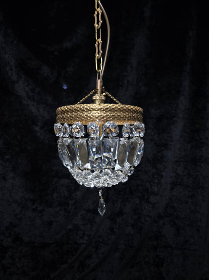 Beautiful Antique French Crystal Half Bag Montgolfiere Chandelier Ceiling Light