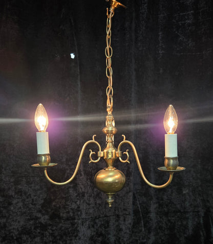 Classical Vintage 3 Arm Brass Flemish Chandelier Ceiling Light